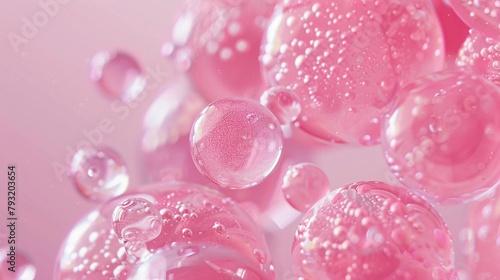 Pink collagen bubbles, collagen molecules © PhotoHunter