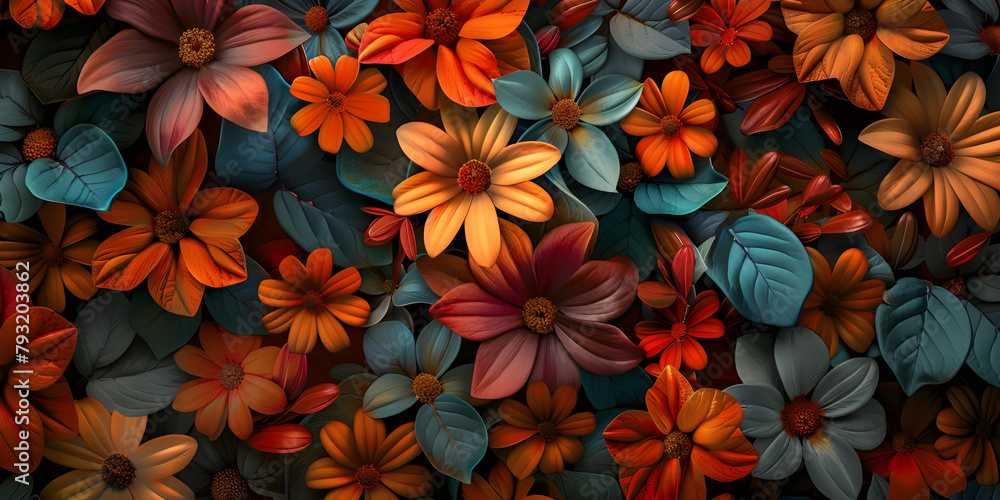 Autumn Leaves and flowers background Autumn Leaves and flowers background