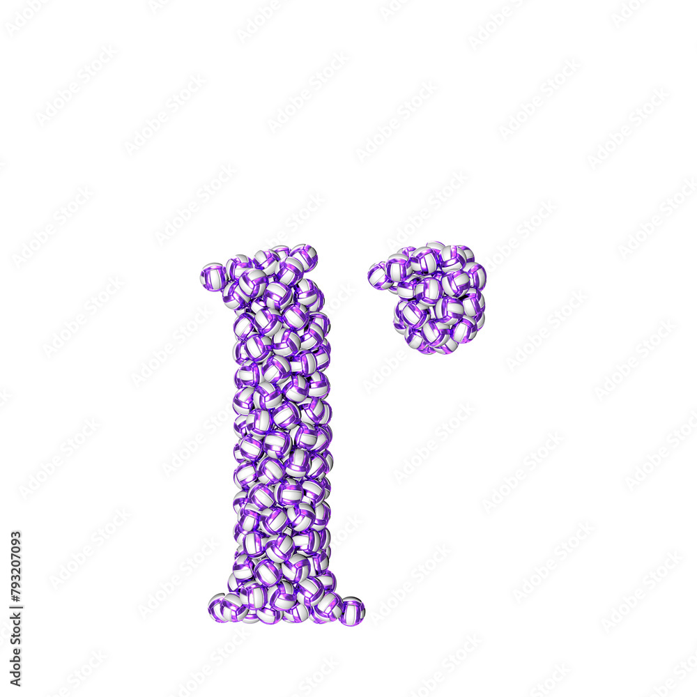Obraz premium Symbol made of purple volleyballs. letter r