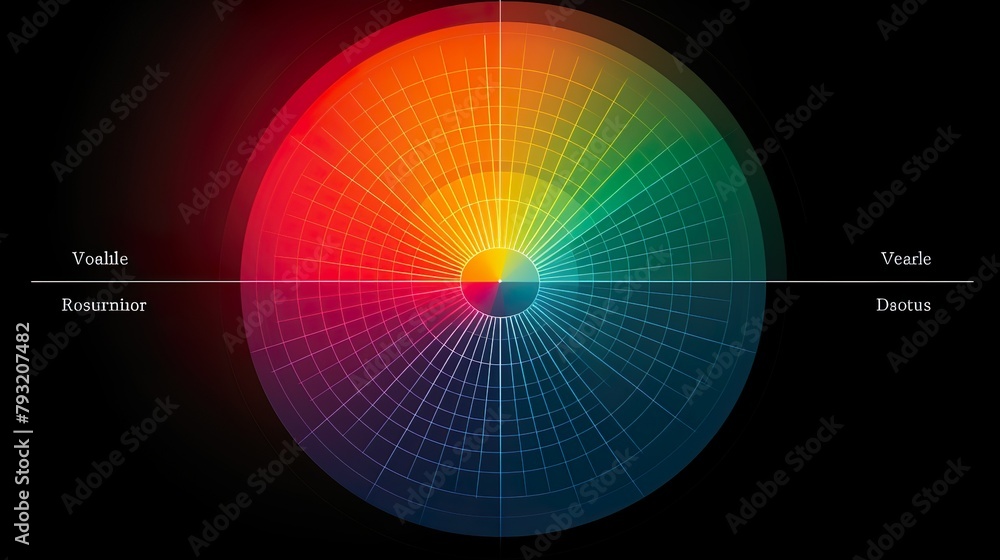 A detailed circular color wheel graphic with various hues and shades ...