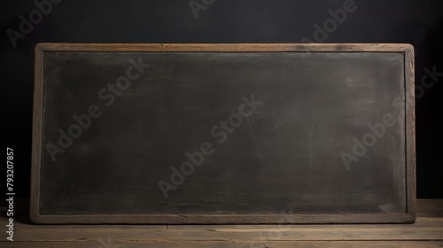 Empty vintage blackboard with wooden frame on a dark background, ideal for menus, messages or education