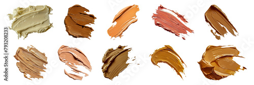 Variety of foundation makeup swatches cut out png on transparent background