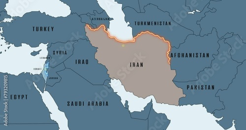 Wallpaper Mural Crisis between Israel and Iran, map of states. Torontodigital.ca