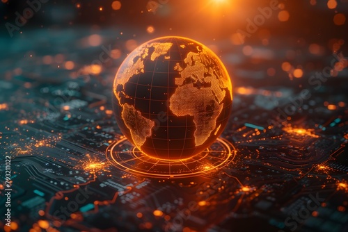 neon map digital technology, abstract dot point connect with gradient line and aesthetic Intricate wave line design , big data connection technology concept generative