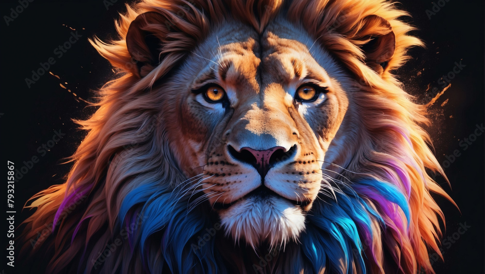 Gorgeous, Electrifying, Artistic, Splendid, and Singular Illustration of Lion Big Cat Cinematic Adventure, Abstract D Wallpaper.