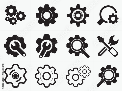 set of settings and gear icons.