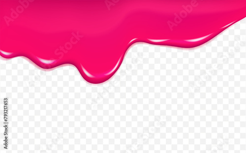  Flowing cherry or raspberries jam.Dripping pink caramel and sause. Slime vector texture or  paint drip or nail polish.