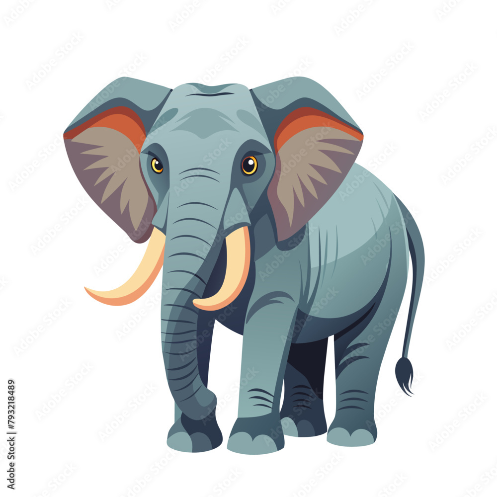 Cute elephant animal on white background
