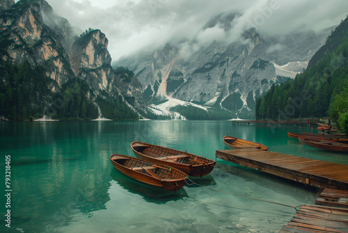 A picturesque scene of the Pragser Wildsee Lake in Italy
