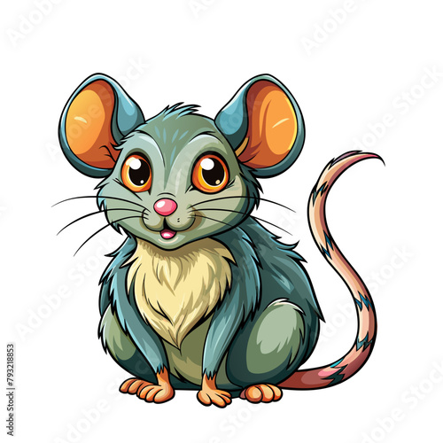 cute mouse animal cartoon style on white background