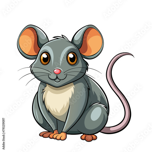 cute mouse animal cartoon style on white background