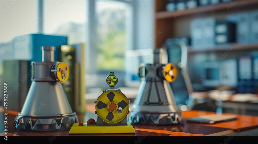 Fototapeta premium Balancing Act: Nuclear Power Station Amidst Environmental Concerns, ESG Priorities, and Sustainable Solutions - Ultrawide Banner Illustrating Energy Challenges and Innovations