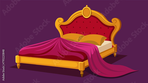 A bed fit for royalty adorned with silky smooth sheets and a luxurious velvet comforter..