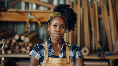 Crafting Excellence: African American Female Carpenter Fine-Tunes Woodwork