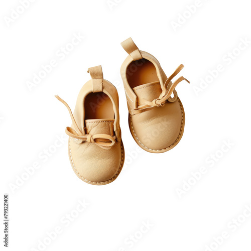 Autumn baby shoes pictured against a transparent background on transparent background