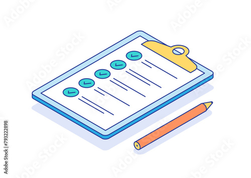 Checklist Isometric top view isolated on white background icon vector isometric. Flat style vector illustration.