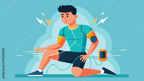 A young athlete recovering from a sports injury using a functional electrical stimulation device to stimulate specific muscles and promote tissue.