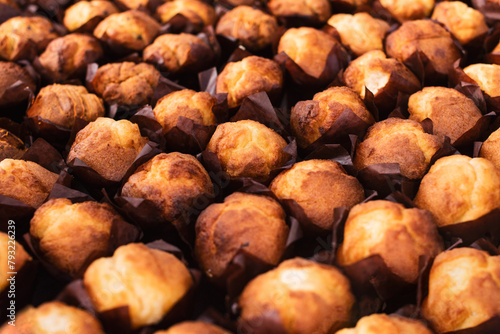 Close up. Muffins pattern, background.