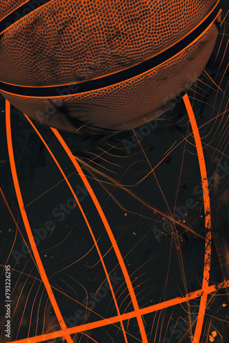 Basketball background with abstract lines for sports layouts, yearbook covers and sports media guide