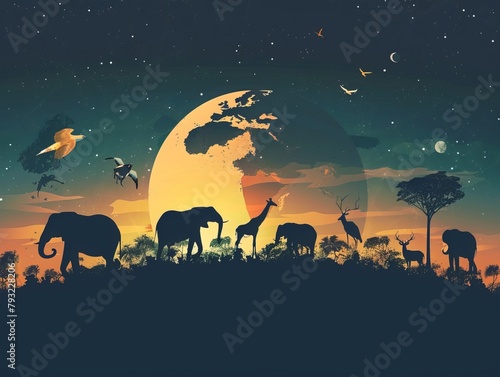 wildlife silhouette on earth