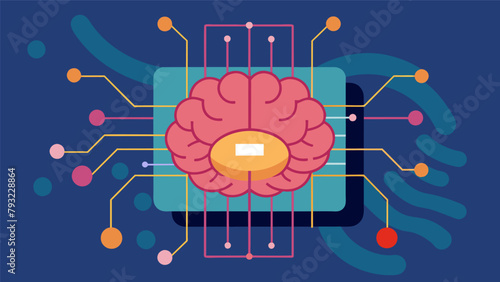 An illustration of the location of the chip implantation deep within the brains neural pathways..