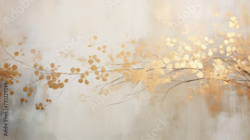 abstract botanical shapes, golden and cream, modern textured background, background minimalist modern graphic design 