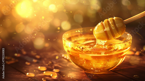 A bowl of honey is poured into a glass © Napat