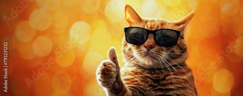 Cool cat with thumbs up gesture
