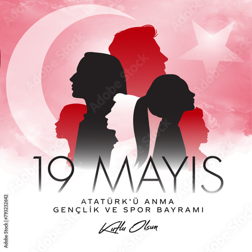 19 Mayıs Atatürk'ü Anma, Gençlik ve Spor Bayramı,  translation: 19 may Commemoration of Ataturk, Youth and Sports Day. Turkey.