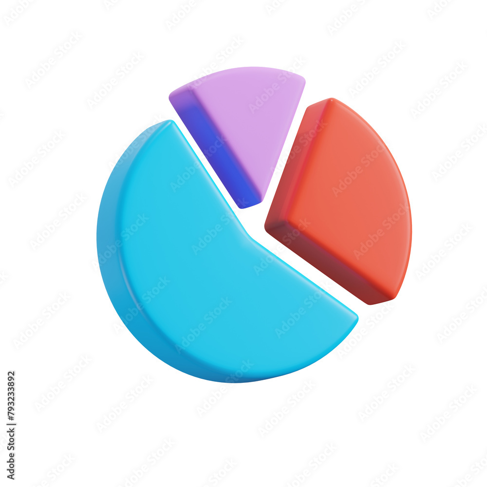 Pie chart, 3d icon. 3D object on a transparent background Pie chart, 3d icon. 3D object on a transparent background