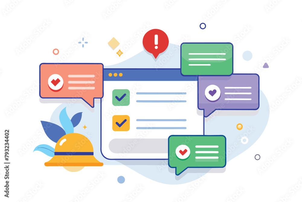 Collection of speech bubbles surrounding a bell in a minimalist design, Notification messages trending, Simple and minimalist flat Vector Illustration Collection of speech bubbles surrounding a bell in a minimalist design, Notification messages trending, Simple and minimalist flat Vector Illustration