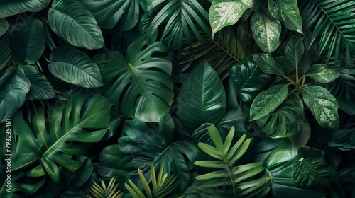 A creative flat lay composition made entirely of vibrant green leaves