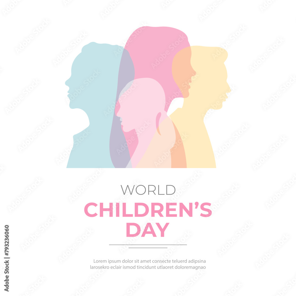 Children's Day banner.Children standing side by side with each other together. Vector illustration.