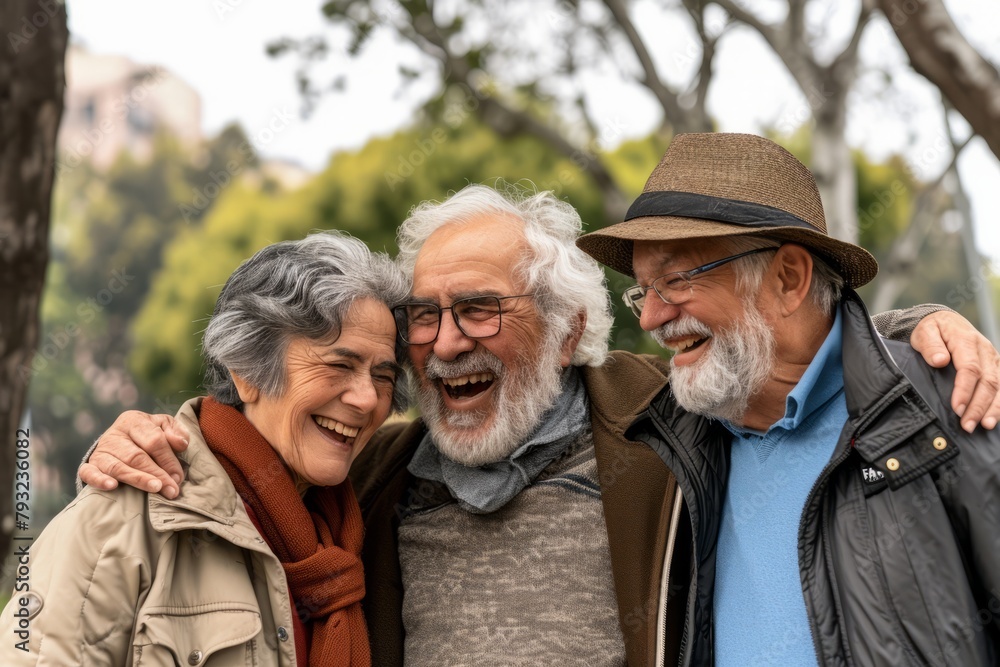 Senior couple laughing together in the park. Old people lifestyle concept. Senior couple laughing together in the park. Old people lifestyle concept.