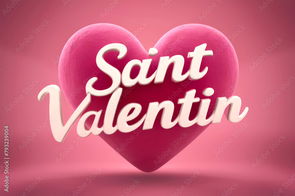 Amour et Saint Valentin, illustration typographie amour et coeur