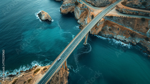 Vista aérea de un puente sobre el agua