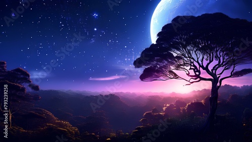A forest where trees sing lullabies to the moon their branches weaving dreams into reality