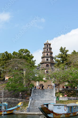 Thien Mu pagoda, Near Hue, Vietnam, seen from the Perfume River