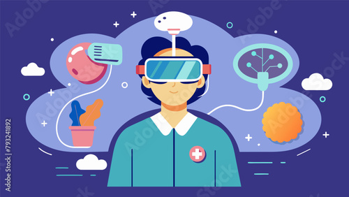 A the uses VR simulations to guide patients through cognitive restructuring techniques helping them reframe negative thoughts and beliefs..