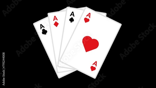 video animation fan ok poker cards game, on a transparent background with zero alpha channel
