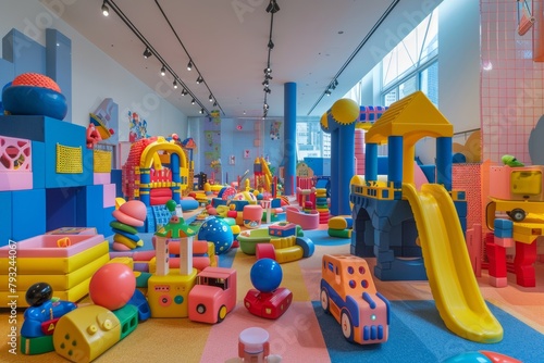 Wallpaper Mural Vibrant kids play area with colorful toys for sale in a fun and dynamic playground setting Torontodigital.ca