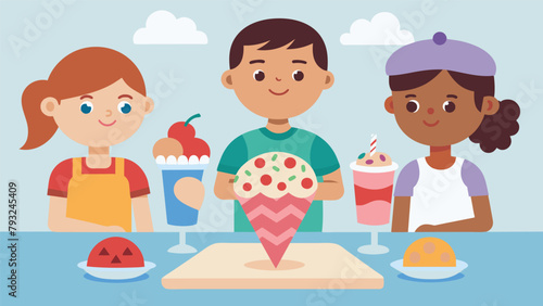 A makeyourown pizza or ice cream sundae bar giving kids the chance to showcase their culinary skills and indulge in tasty treats during their