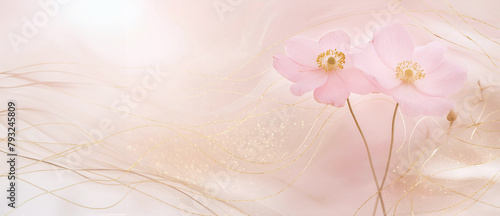 Panel kuchenny z motywem Tapeta, wzór w kwiaty, różowy zawilec, puste miejsce na tekst, kartka na życzenia 