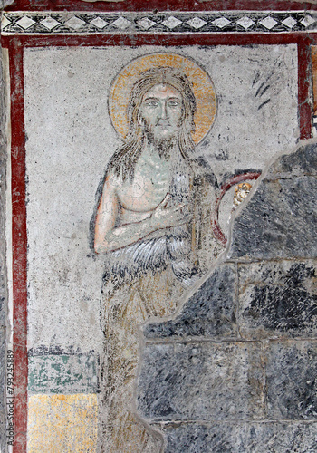 San Giovanni Battista; affresco nella chiesa romanica di San Fedele a Como photo