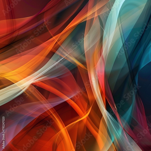 abstract ocean background with waves in red, yellow, blue, orange and yellow colours