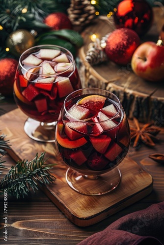 Fresh fruit in glasses on cutting board, perfect for kitchen or food-related projects