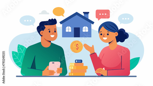 Two people discussing their financial priorities and values such as saving for a down payment on a house or paying off debt.