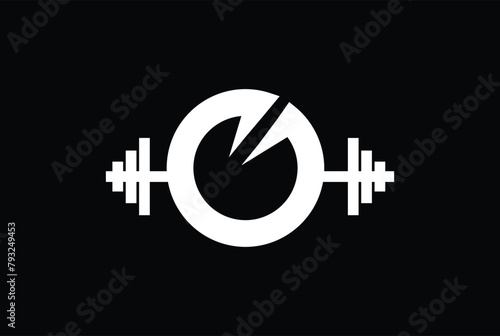 Letter O Logo With barbell. Fitness Gym logo. fitness vector logo design for gym and fitness