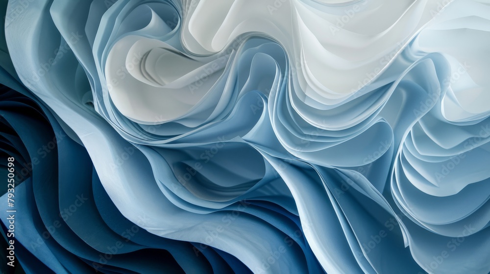 Obraz premium Layered blue and light white paper with pattern twists 
