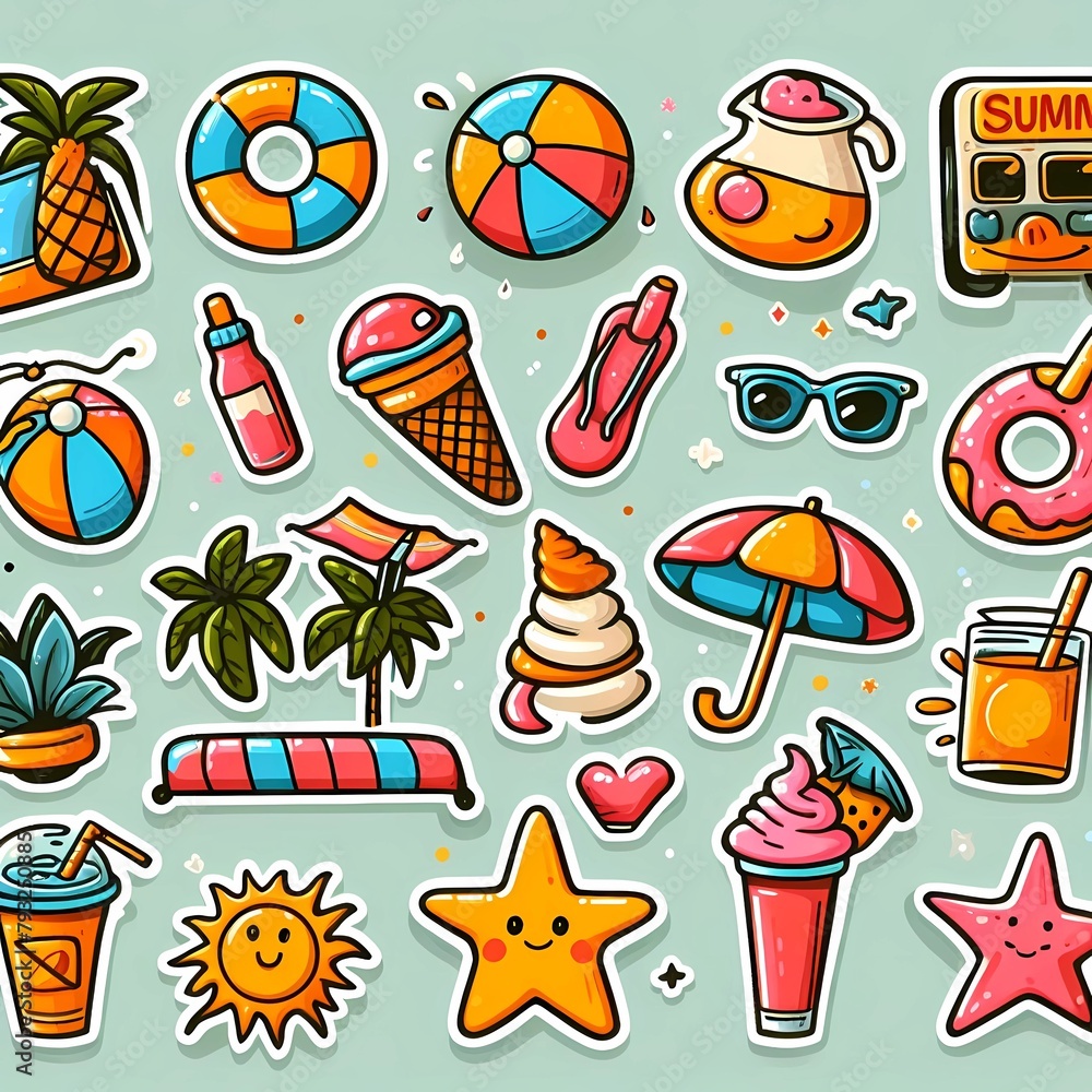 collection of summer stickers illustration
collection of summer stickers illustration
